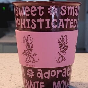 Disney Parks Minnie Mouse Pink/Brown Coffee/Tea Tumbler (no lid)